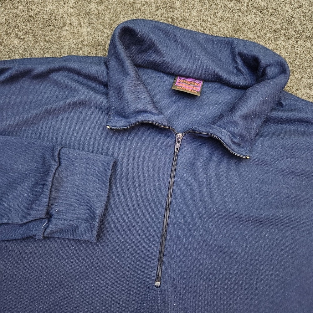 Vintage Patagonia Mens Large Blue Capilene Base Layer Quarter Zip Pullover Top